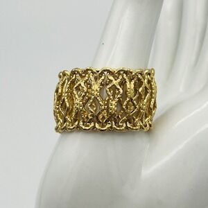 Milor Ring Modernist Style 14K Yellow Gold Flexible Link Vintage Size 11 3.54g